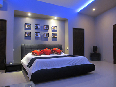 Futronix PFX lighting controller operates the lights in a master bedroom in a luxury residence.