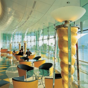 Dimmer is shown controlling the lighting in a suite's lounge at the Burj Al Arab.
