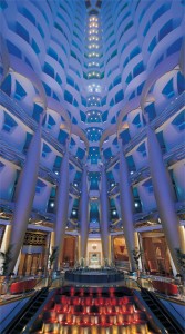 Dimmers and lighting controls operate the lighting at the stunning lobby at the Burj Al Arab.