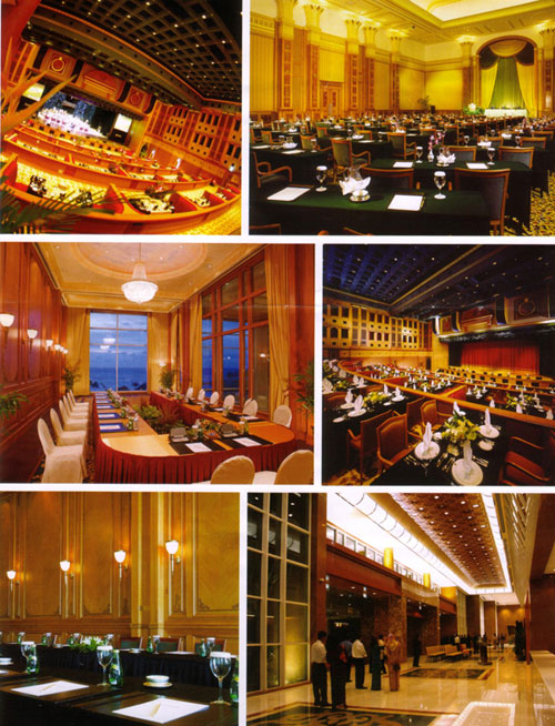 A montage of images showing the facilities at the Empire hotel, Brunei.