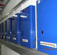 Racks of Futronix dimmers shown in an electrical room adjacent to the Ballroom.