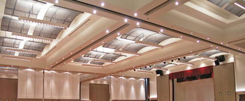 Ceiling lighting for the huge ballroom at Times Square