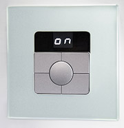 Futronix Glass Eclipse wall switch design shown at an angle