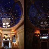 Home cinema with coloured LED dimmer starry night ceiling