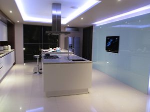 Kitchen with color LED dimmer lighting - scene 2