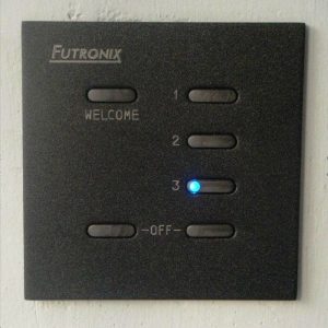 Futronix dimmer switch wall mounted outstation in charcoal black.