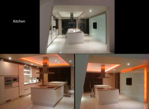 Kitchen with color LED dimmer lighting - scene 1