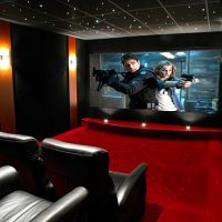 Starry night ceiling in home cinema controlled by LED dimmer 